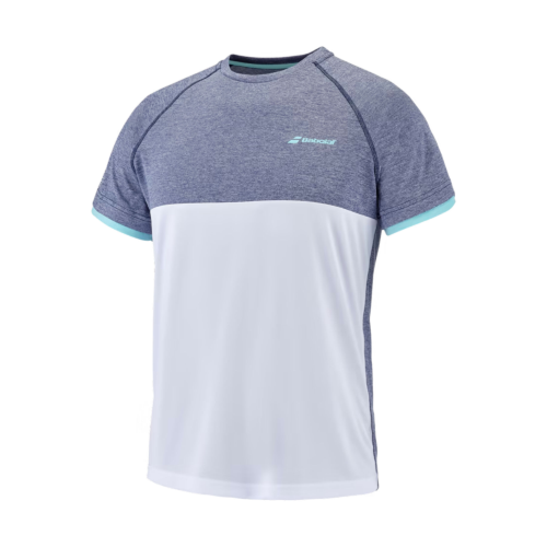Babolat T-Shirts Play Neck Crew Junior White/Blue