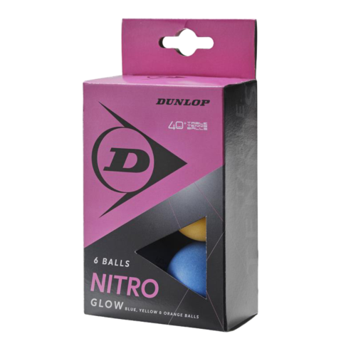 Dunlop Nitro Glow Table Tennis Balls x6