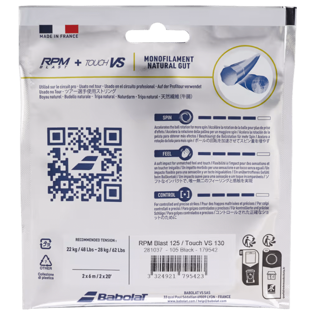 Babolat String RPM Blast 125 + Touch VS 130 - Emcar Mauritius