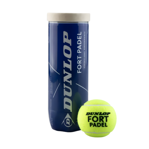 Dunlop PB Fort Padel Ball 3-ball can showing premium felt construction and official tournament-approved design.
